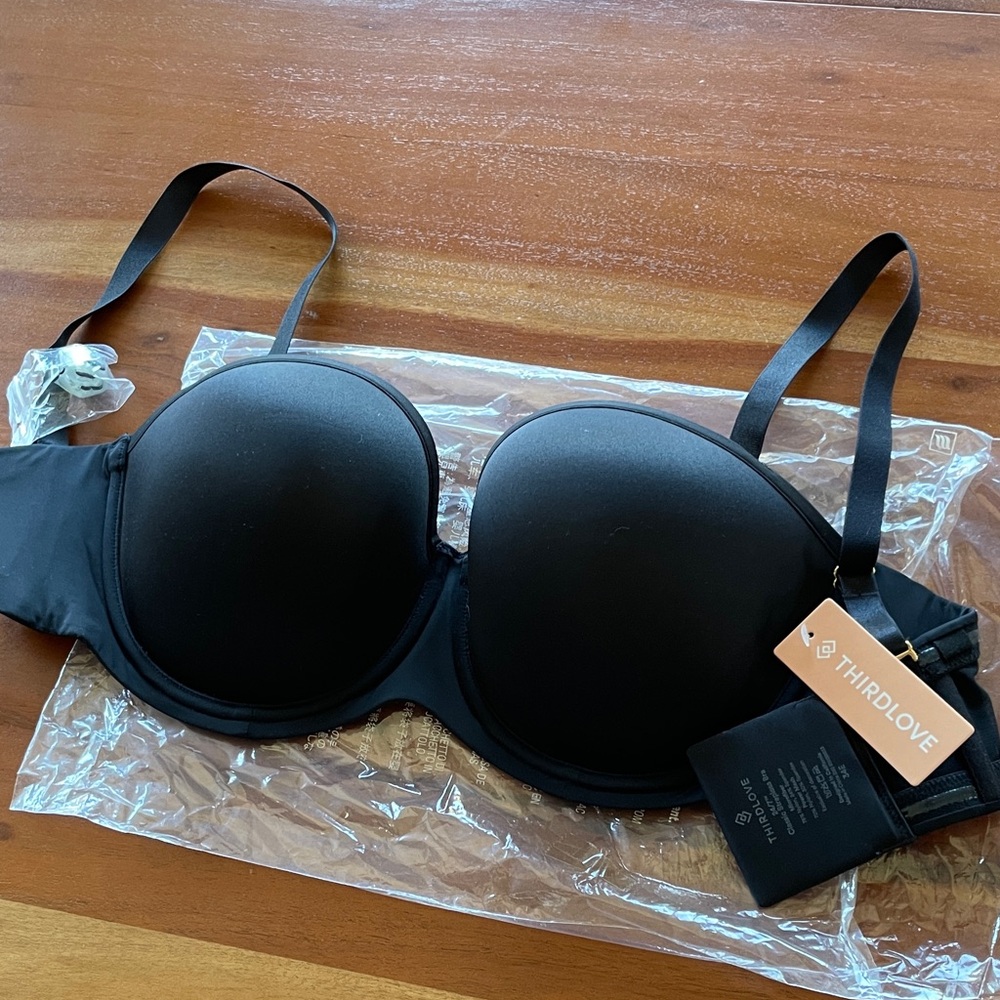 NWT 34E ThirdLove Classic Black 24/7 Convertible Strapless Bra